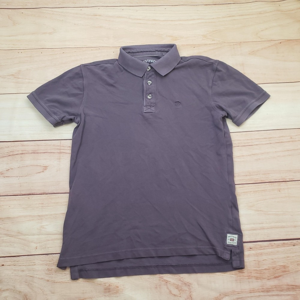 Fat Face Polo Shirt Mens Small Purple‎ Organic Cotton Short Sleeve Casual Logo